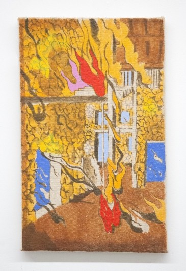 Jean-Philippe Volonter, La Bergerie, 2020. Tempera sur toile, 32 x 20 cm. Achat à l'artiste. Collection Frac Corsica. © Jean-Philippe Volonter.