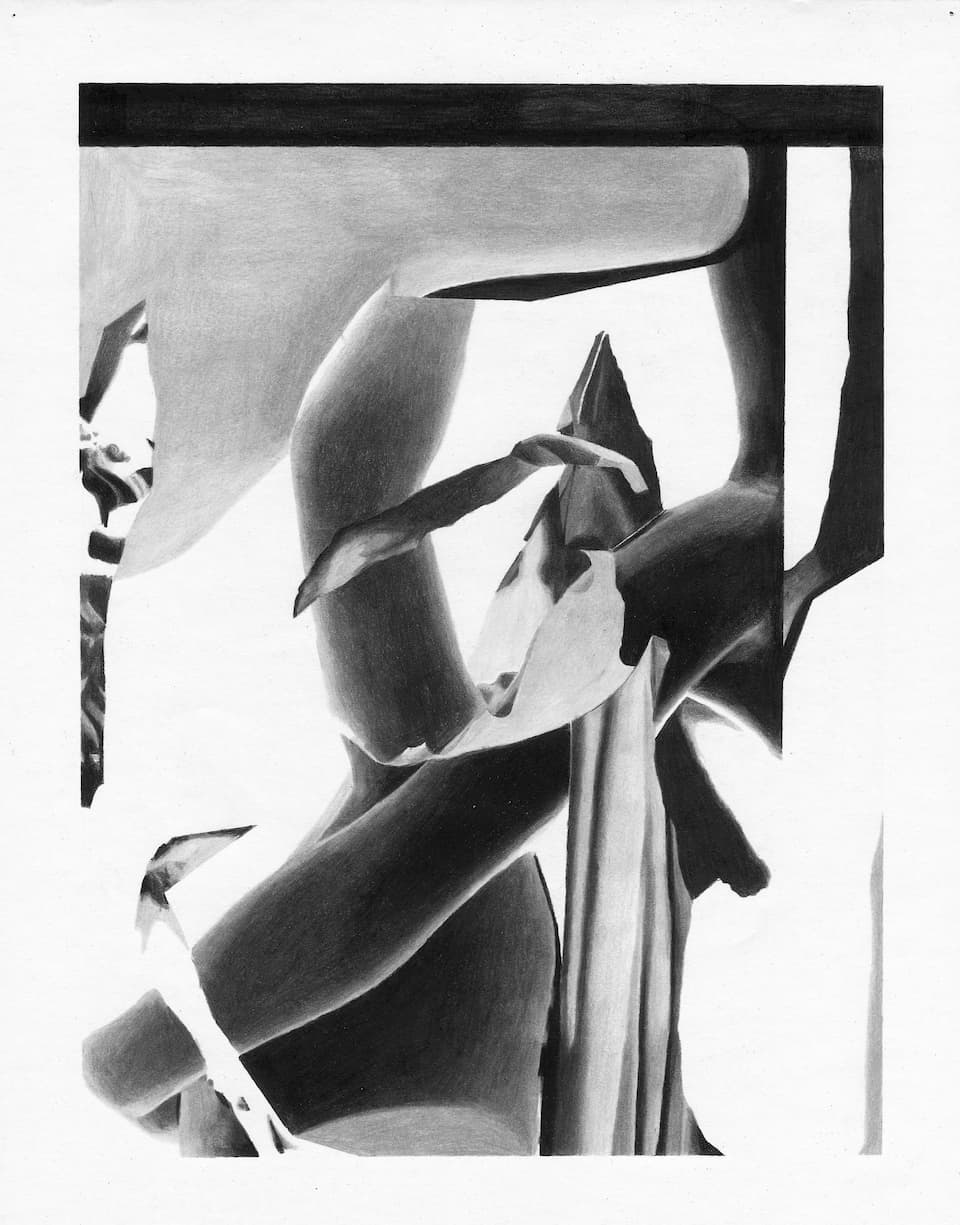 Guillaume Millet, Sans titre. De l’ensemble Statuere, 2018. Crayon noir et gris sur papier, 37 x 29 cm. Achat à l’artiste. Collection Frac Bretagne. © droits réservés