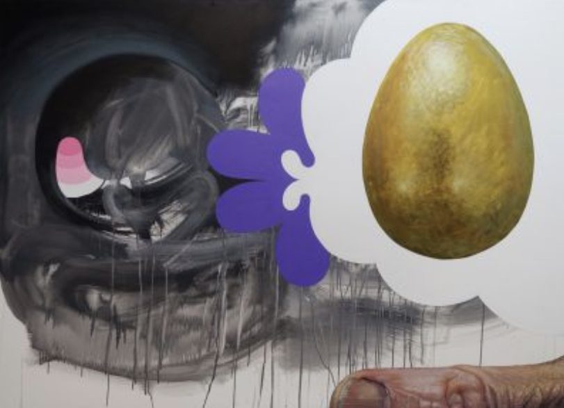 Ashley Hans Scheirl, Fat Finger Melancholy, 2016. Acrylique et huile sur toile 125 x 175 cm. Achat à la Galerie LOEVENBRUCK. Collection FRAC Bourgogne. ©DR