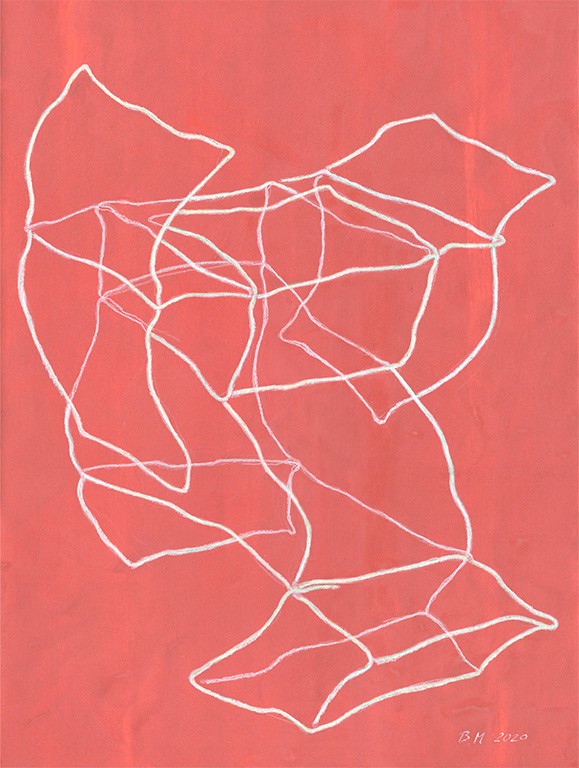 Brigitte Mahlknecht, Fast architektur 2, 2020. Dessin, Crayon gras sur papier apprêté à l'acrylique, 55,8 x 42 cm. Collection FRAC Centre. ©DR