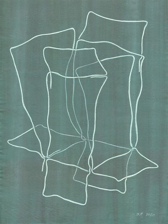 Brigitte Mahlknecht, Fast architektur 3, 2020. Dessin, Crayon gras sur papier apprêté à l'acrylique, 55,8 x 42 cm. Collection FRAC Centre. ©DR