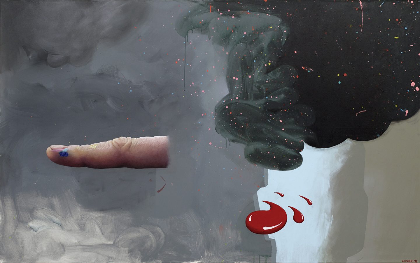 Ashley Hans Scheirl, Offshore Creativity , 2016. Acrylique et huile sur toile 125 x 200 cm. Achat à la Galerie LOEVENBRUCK. Collection FRAC Bourgogne. ©DR - Photo Fabrice Gousset