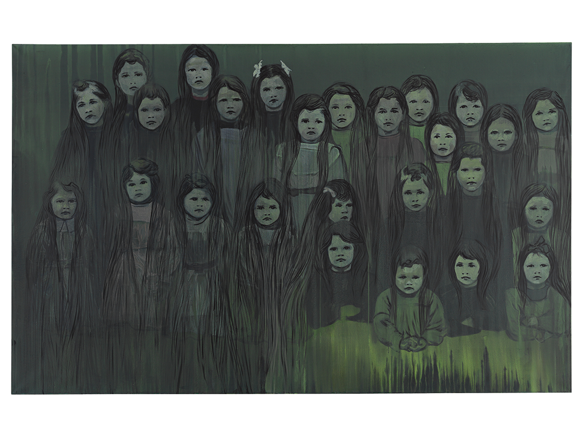 Claire TABOURET - Les Filles de la forêt - 2013, Acrylique sur toile - 150 x 240 cm - Collection FRAC Auvergne Année d'acquisition : 2014
