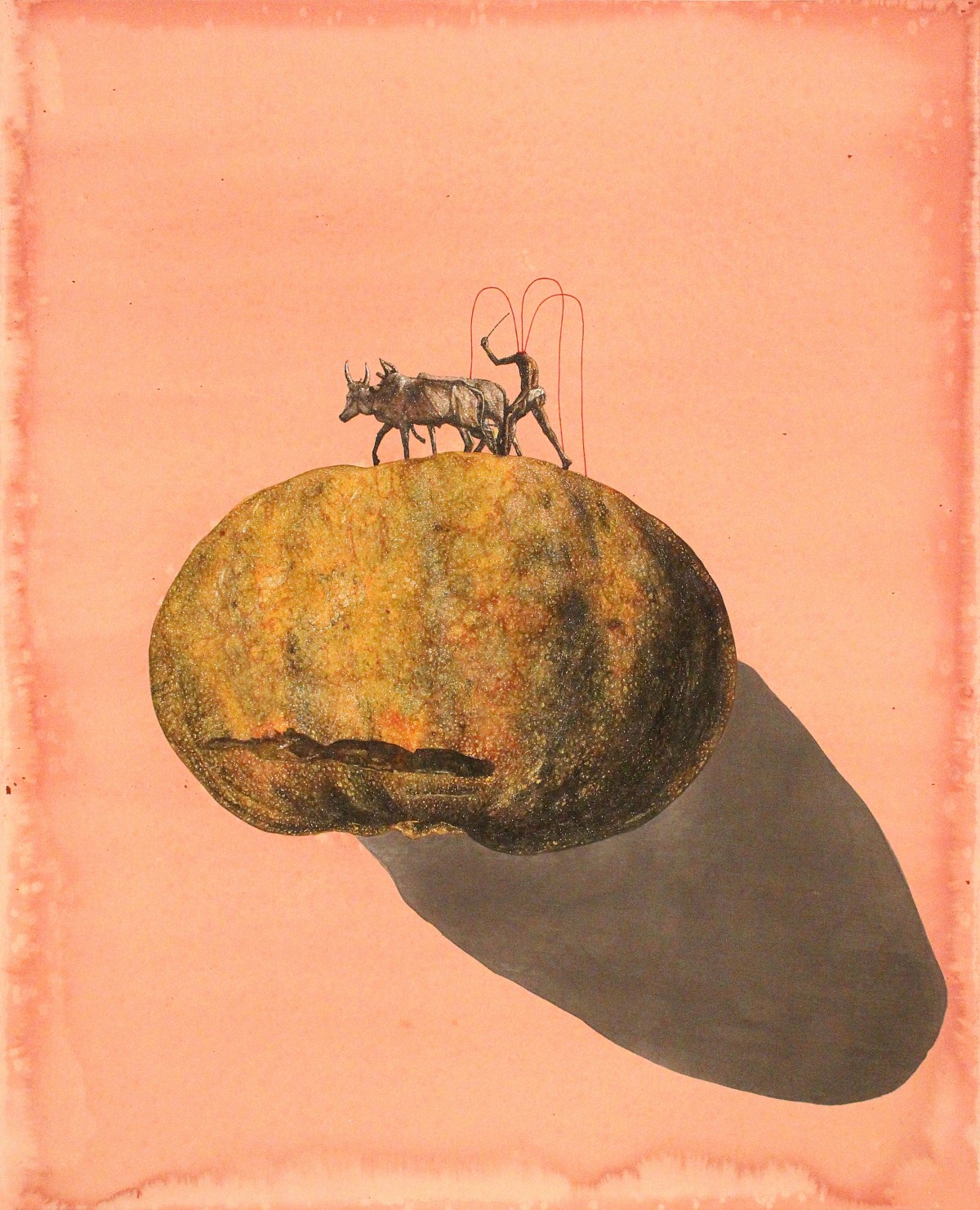 Avishek Sen, Ma Phaleshu, 2015, Aquarelle, poussière d'argent et d'or sur papier, Dessin, 144 × 121 cm. Collection FRAC RÉUNION.