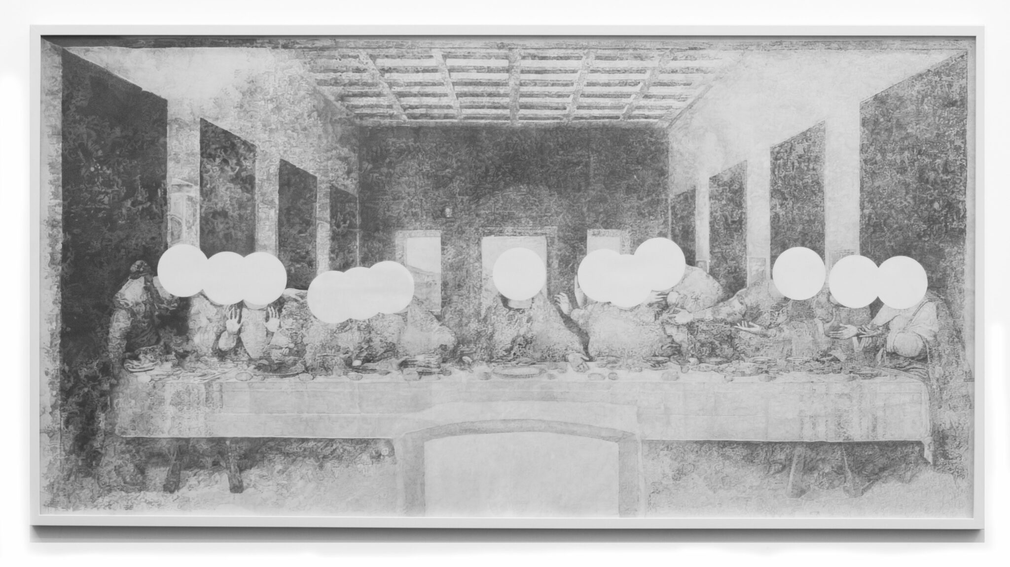 Jean Bedez, Le Cénacle, 2010, Dessin à la mine graphite sur papier canson 224g/m2, 137 x 266 cm © Galerie Suzanne Tarasieve