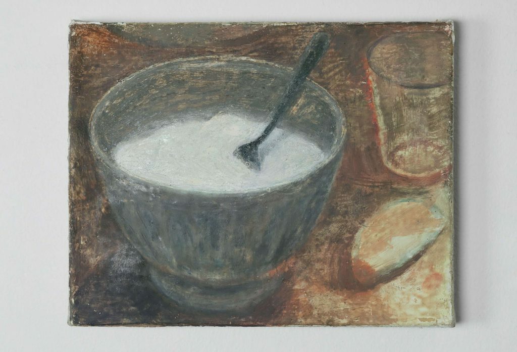 Nathanaëlle Herbelin, Yaourt fluorescent, 2022, Huile sur toile 19 x 24,5 cm, Année d'acquisition : 2023