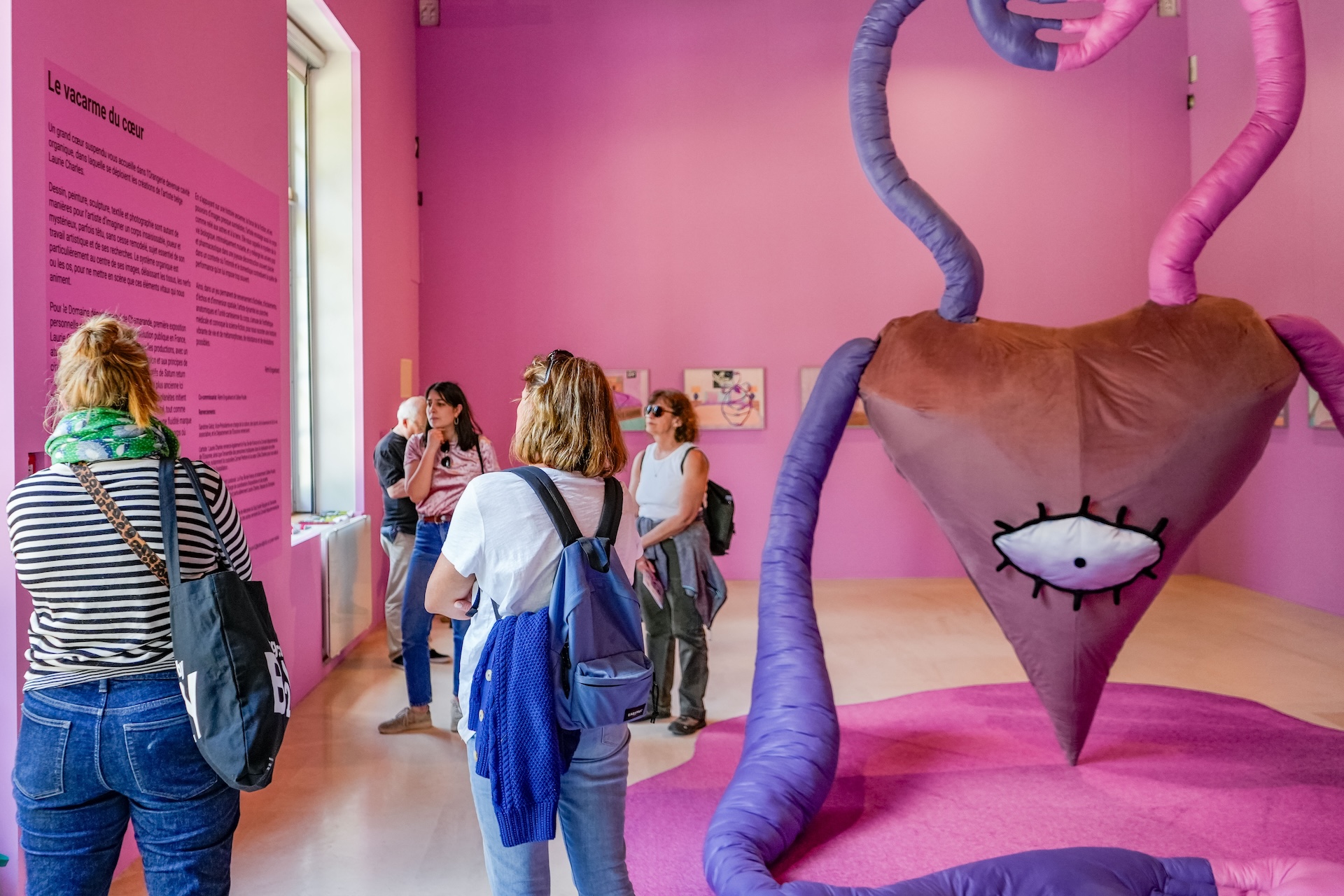 Vue de l'exposition Le vacarme du cœur, Domaine départemental de Chamarande, Laurie Charles, 2024 © Frac Île-de-France © J. Figea