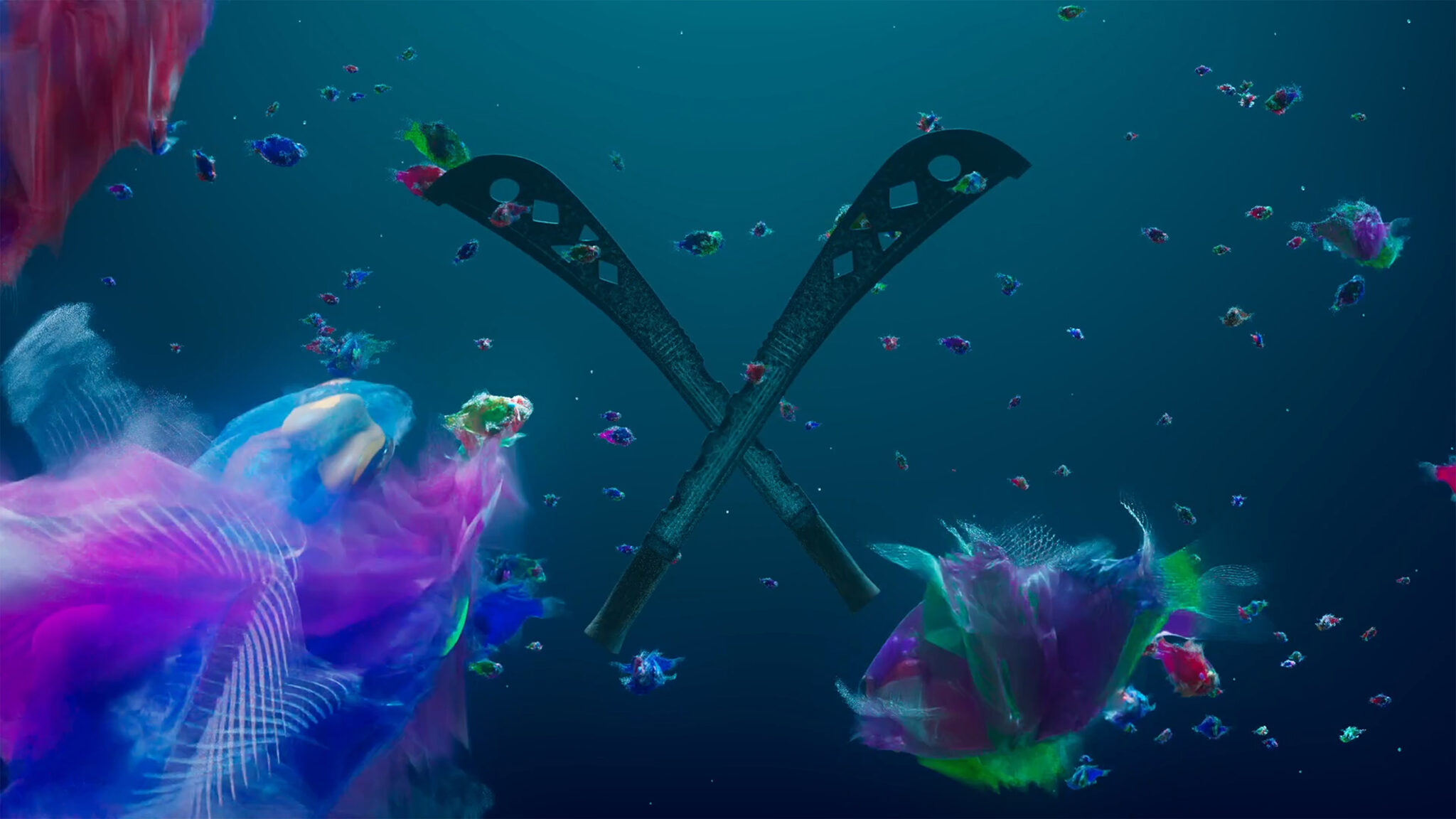 Julien Creuzet, Zumbi Zumbi Eterno, 2023. Collection Frac Bretagne © Julien Creuzet. Crédit photographique : Courtesy de l'artiste (capture vidéo).